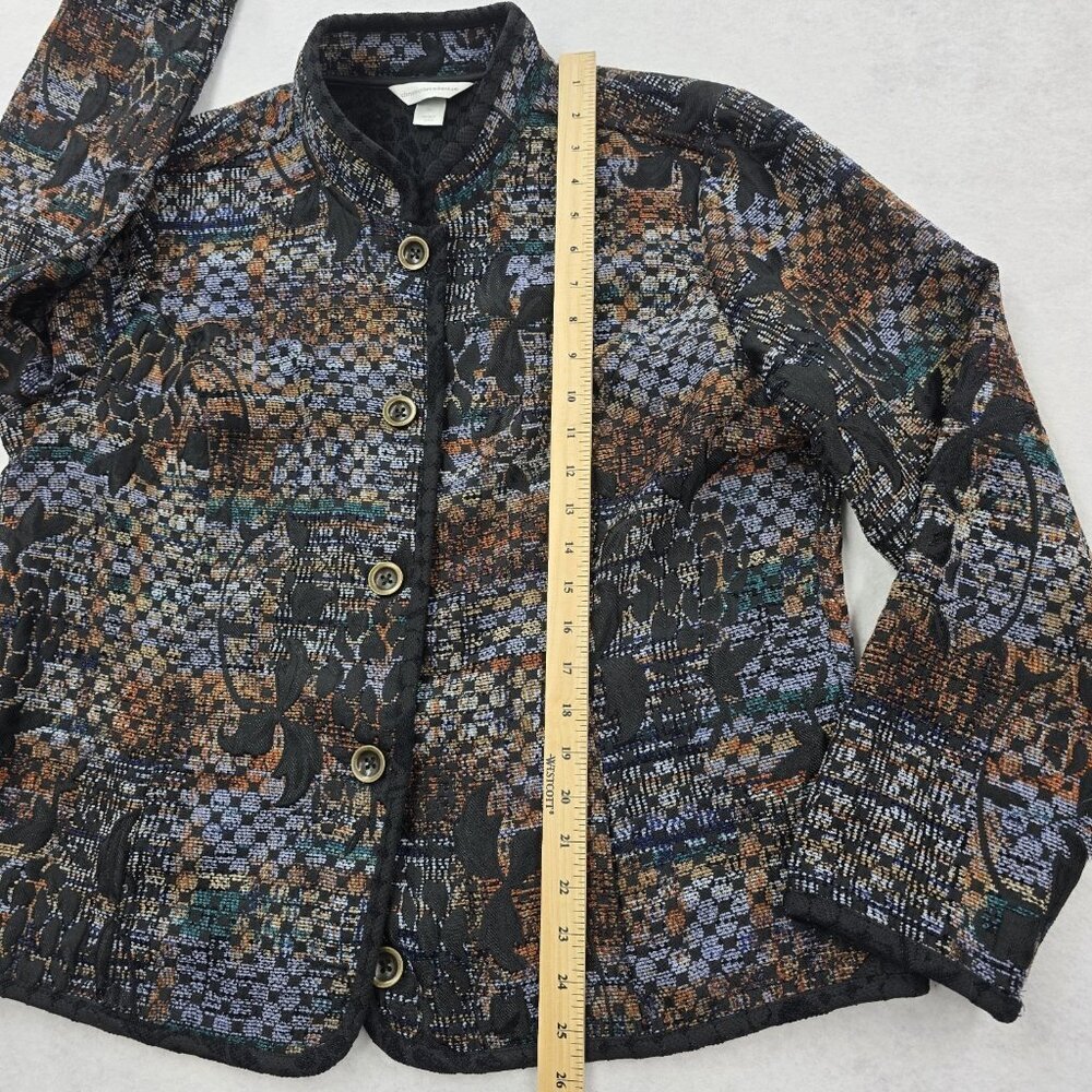 Christopher & Banks Tapestry Jacket XL Metal Buttons Multicolor Textured Artsy - Picture 7 of 8